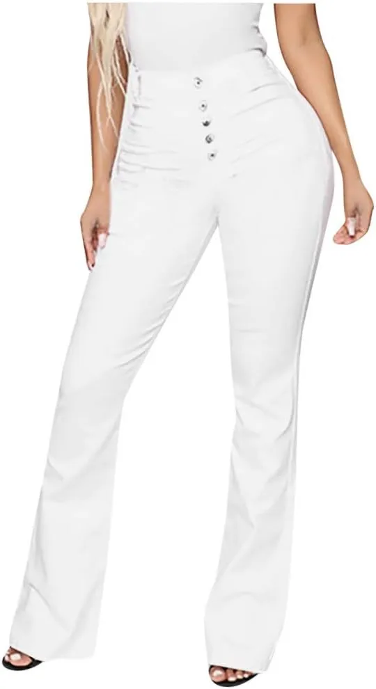 Womens Magic Shaping Bootcut Jeans Premium Stretchy Wide Leg Flared Bell Bottom Denim Pants Work Jeans with Pockets