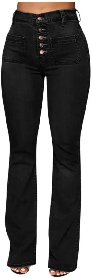 Womens Magic Shaping Bootcut Jeans Premium Stretchy Wide Leg Flared Bell Bottom Denim Pants Work Jeans with Pockets