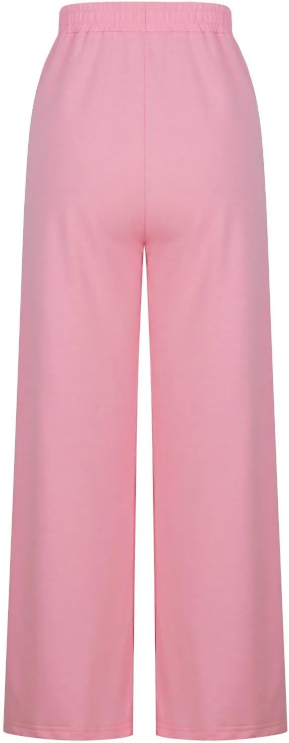 Women's Open Bottom Sweatpants with Pockets Elastic Waist Baggy Sweat Joggers Wide Leg Loose Lounge Athletic Pants