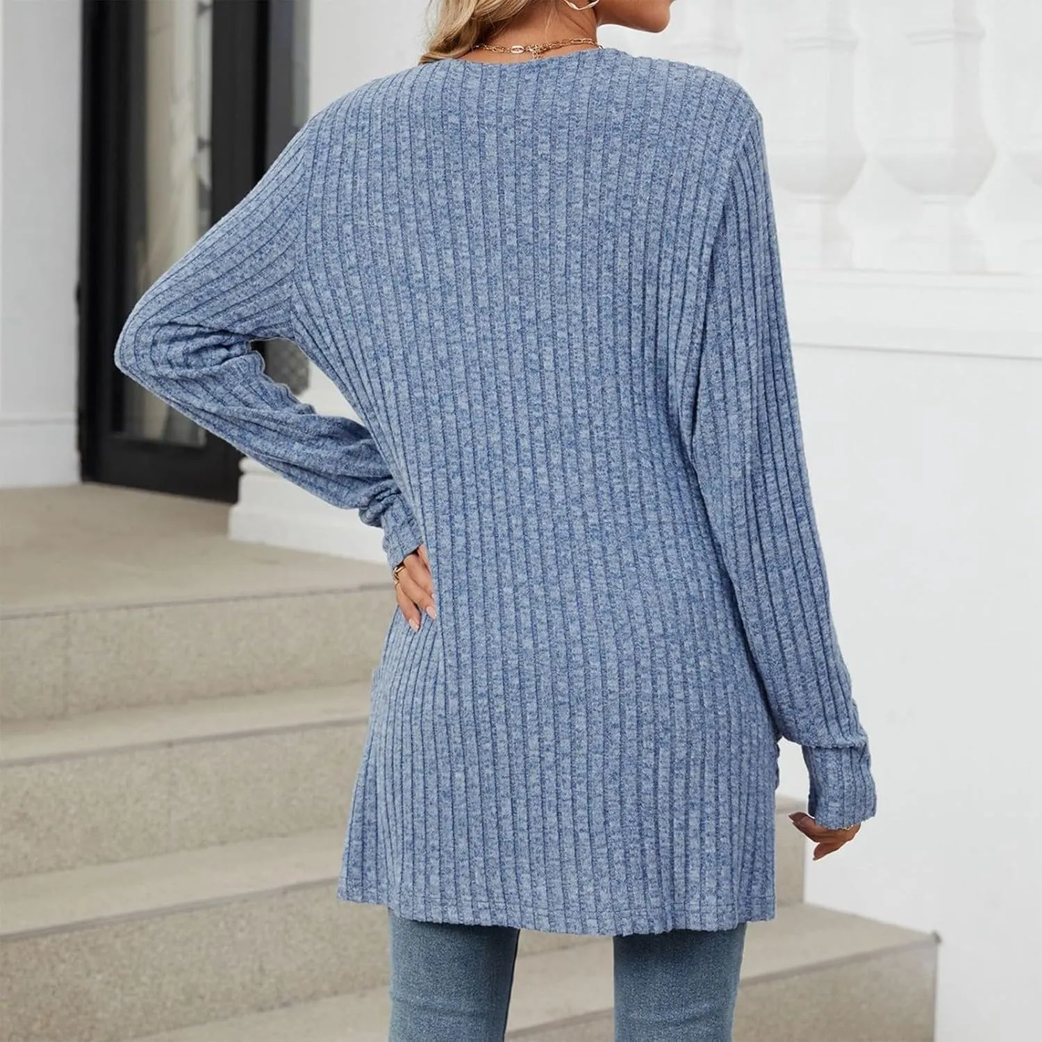 Womens Open Front Cardigan Lightweight Casual Long Sleeve Knit Sweaters Solid Color Outwear Fall Loungewear