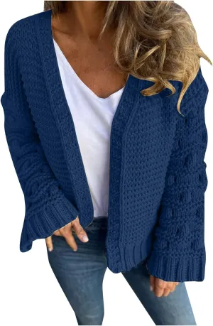 Womens Oversized Cable Knit Cardigan Sweaters Chunky Open Front Long Sleeve Fall Cardigans Outwear Coats 2024 Trendy