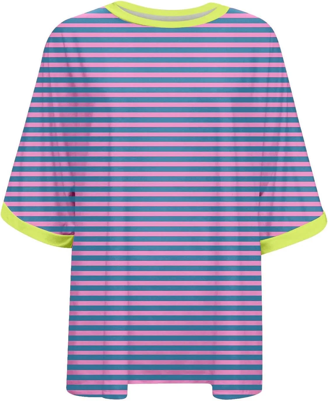 Womens Oversized T Shirts 2024 Casual Crewneck Short Half Sleeve Colorblock Striped Summer Tops