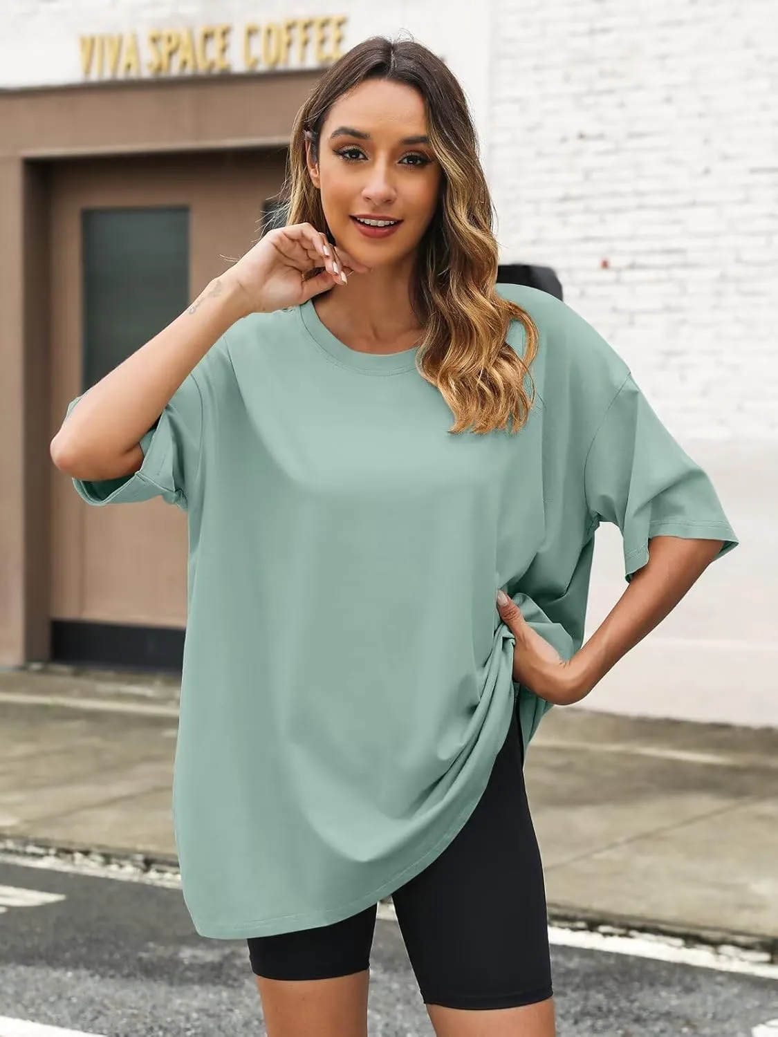 Womens Oversized T Shirts Cotton Loose Fit Short Sleeve Tee Crewneck Workout Summer Tops Fashion Clothes 2025