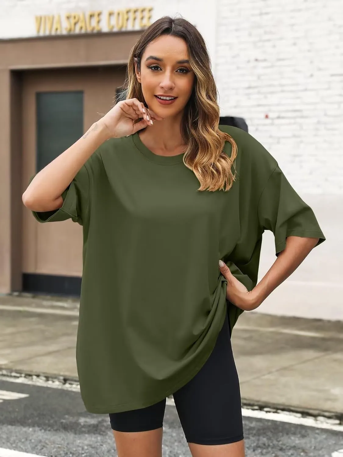 Womens Oversized T Shirts Cotton Loose Fit Short Sleeve Tee Crewneck Workout Summer Tops Fashion Clothes 2025
