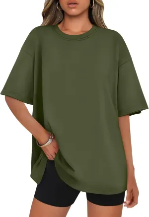 Womens Oversized T Shirts Cotton Loose Fit Short Sleeve Tee Crewneck Workout Summer Tops Fashion Clothes 2025