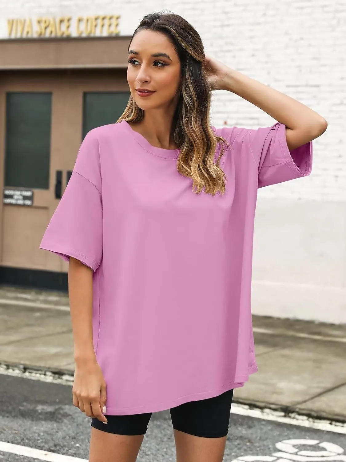 Womens Oversized T Shirts Cotton Loose Fit Short Sleeve Tee Crewneck Workout Summer Tops Fashion Clothes 2025