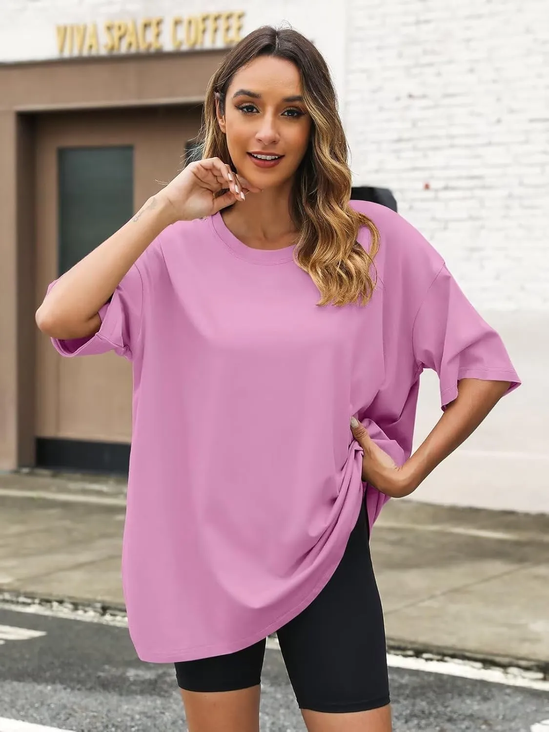 Womens Oversized T Shirts Cotton Loose Fit Short Sleeve Tee Crewneck Workout Summer Tops Fashion Clothes 2025