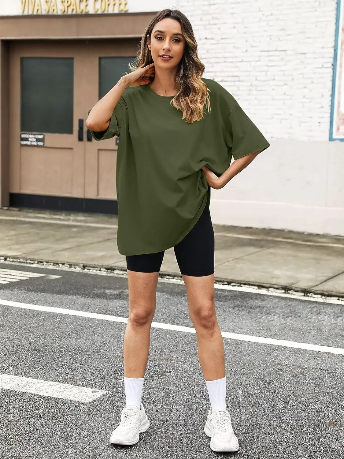 Womens Oversized T Shirts Cotton Loose Fit Short Sleeve Tee Crewneck Workout Summer Tops Fashion Clothes 2025