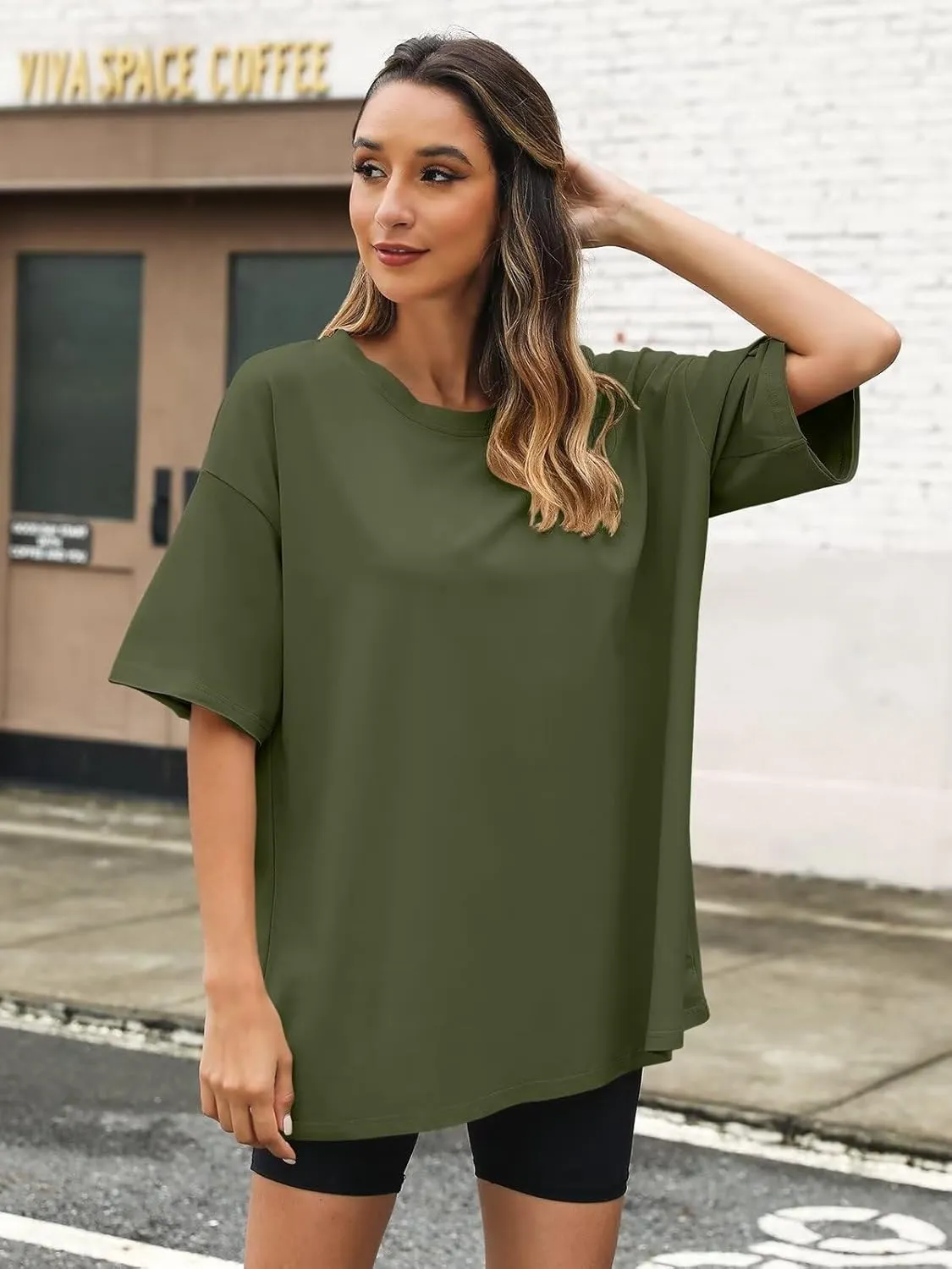 Womens Oversized T Shirts Cotton Loose Fit Short Sleeve Tee Crewneck Workout Summer Tops Fashion Clothes 2025