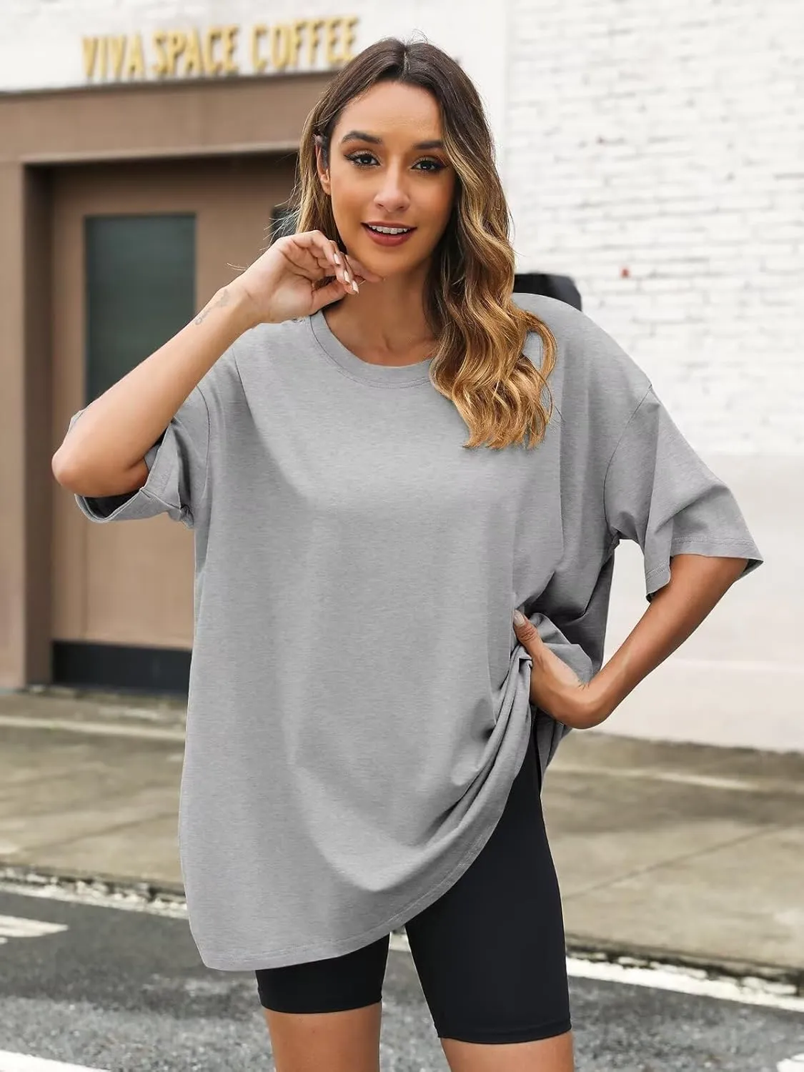 Womens Oversized T Shirts Cotton Loose Fit Short Sleeve Tee Crewneck Workout Summer Tops Fashion Clothes 2025