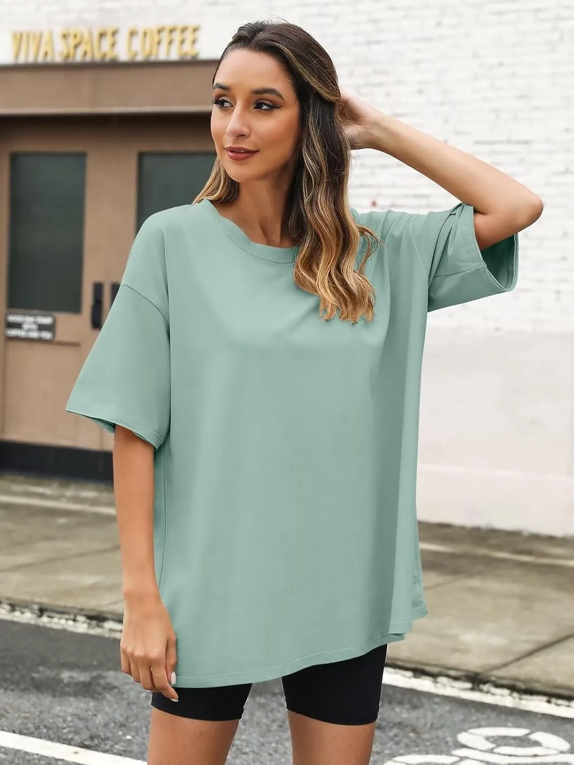 Womens Oversized T Shirts Cotton Loose Fit Short Sleeve Tee Crewneck Workout Summer Tops Fashion Clothes 2025