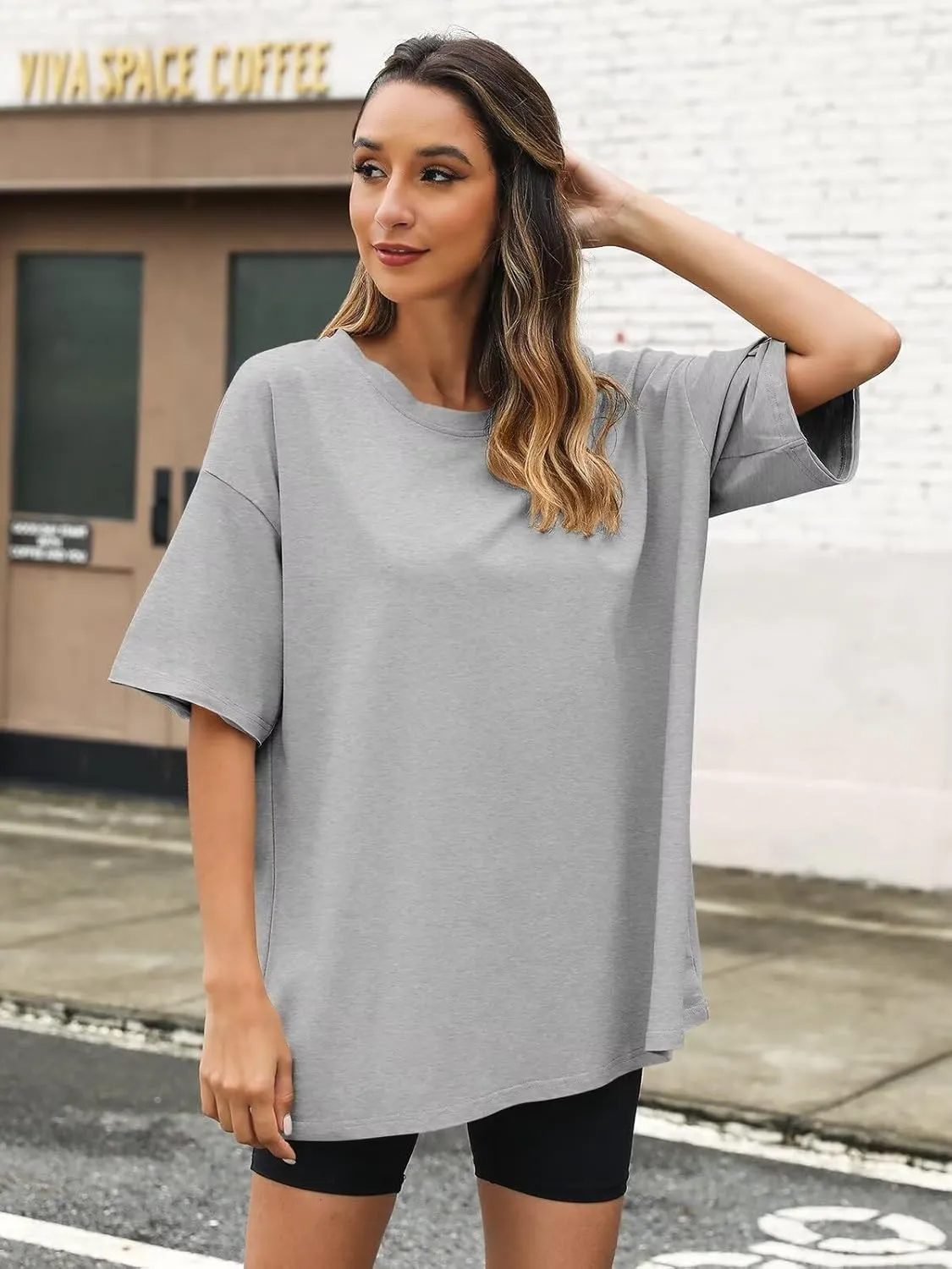 Womens Oversized T Shirts Cotton Loose Fit Short Sleeve Tee Crewneck Workout Summer Tops Fashion Clothes 2025