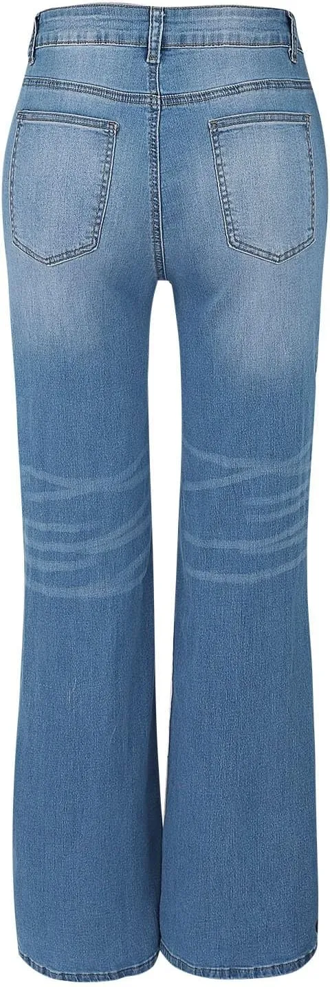 Womens Ripped Jeans High Waisted Stretchy Distressed Baggy Straight Wide Leg Denim Pants 90s Outfits Going Out Pants