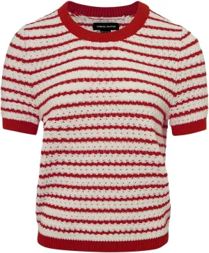 Women's Short Sleeve Sweaters Crewneck Knit Tops Casual Striped 2025 Trendy Soft Summer Blouses