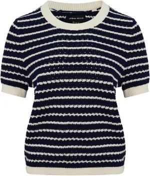 Women's Short Sleeve Sweaters Crewneck Knit Tops Casual Striped 2025 Trendy Soft Summer Blouses