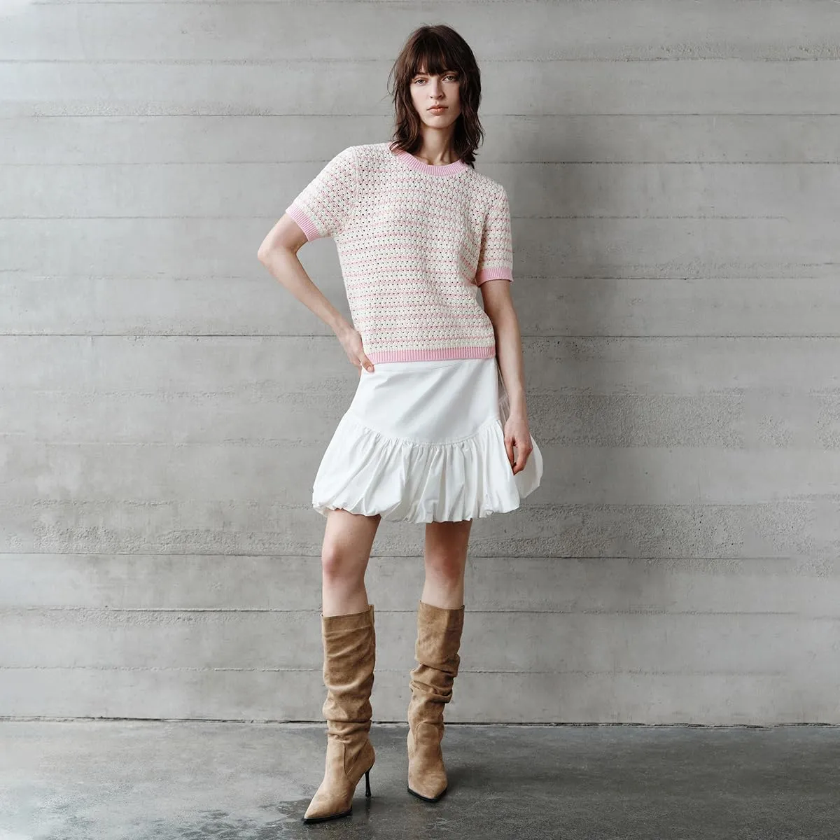 Women's Short Sleeve Sweaters Crewneck Knit Tops Casual Striped 2025 Trendy Soft Summer Blouses