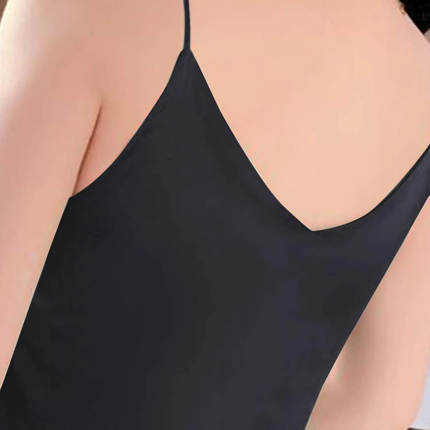 Womens Silk Satin Cami Tops Summer Cute Spaghetti Strap Camisole Sleeveless V Neck Basic Crop Tank Shirt Loungewear