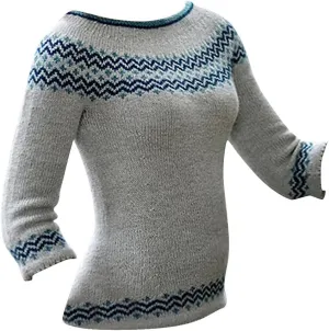 Women's Soft-Touch Fair Isle Pattern Sweater Women's Knitted Isle Print Retro Sweater Casual Loose Crewneck Long