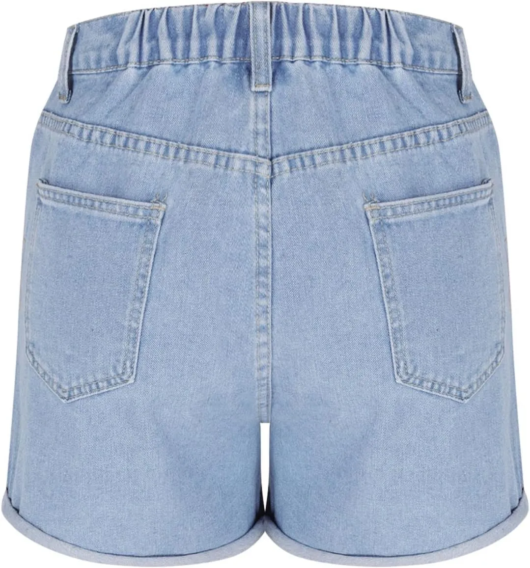 Womens Stretchy High Waisted Summer Beach Casual Trendy Rolled Hem Loose Fit Hot Short Jeans with Pockets
