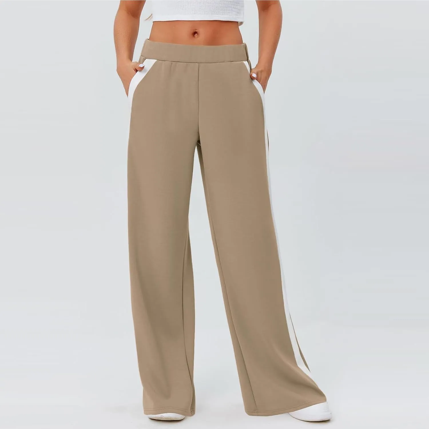 Womens Sweatpants 2025 Baggy Wide Fleece Lined Straight Leg High Waisted Pants Loose Fit Athletic Joggers Pockets