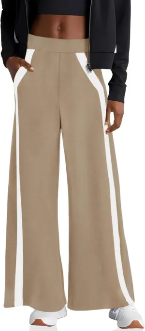Womens Sweatpants 2025 Baggy Wide Fleece Lined Straight Leg High Waisted Pants Loose Fit Athletic Joggers Pockets