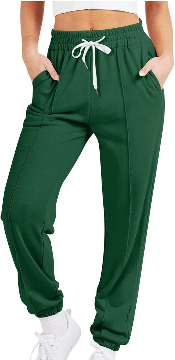 Women's Sweatpants Drawstring Cinch Bottom Yoga Joggers Lightweight Fleece Joggers Casual Cute Sweatpants with Pockets