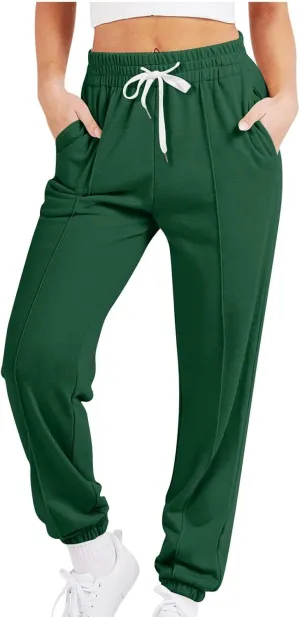 Women's Sweatpants Drawstring Cinch Bottom Yoga Joggers Lightweight Fleece Joggers Casual Cute Sweatpants with Pockets