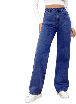 Womens Sweatpants Jeans High Waited Baggy Wide Leg Stretchy Jeans Boyfriend Y2K Loose Fit Denim Pants with Pocket