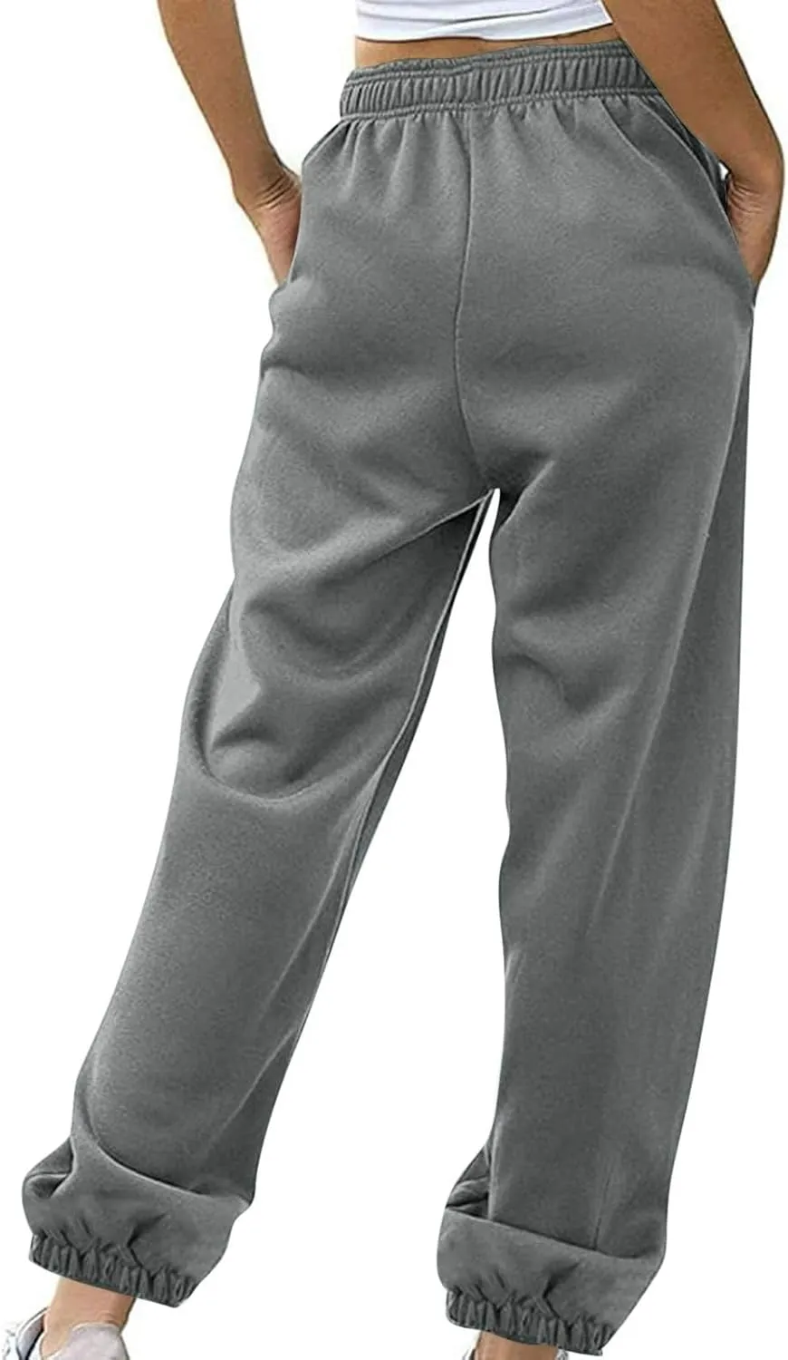 Women's Warm Sherpa Lined Athletic Sweatpants Jogger Fleece Pants Baggy Solid Sweatpants