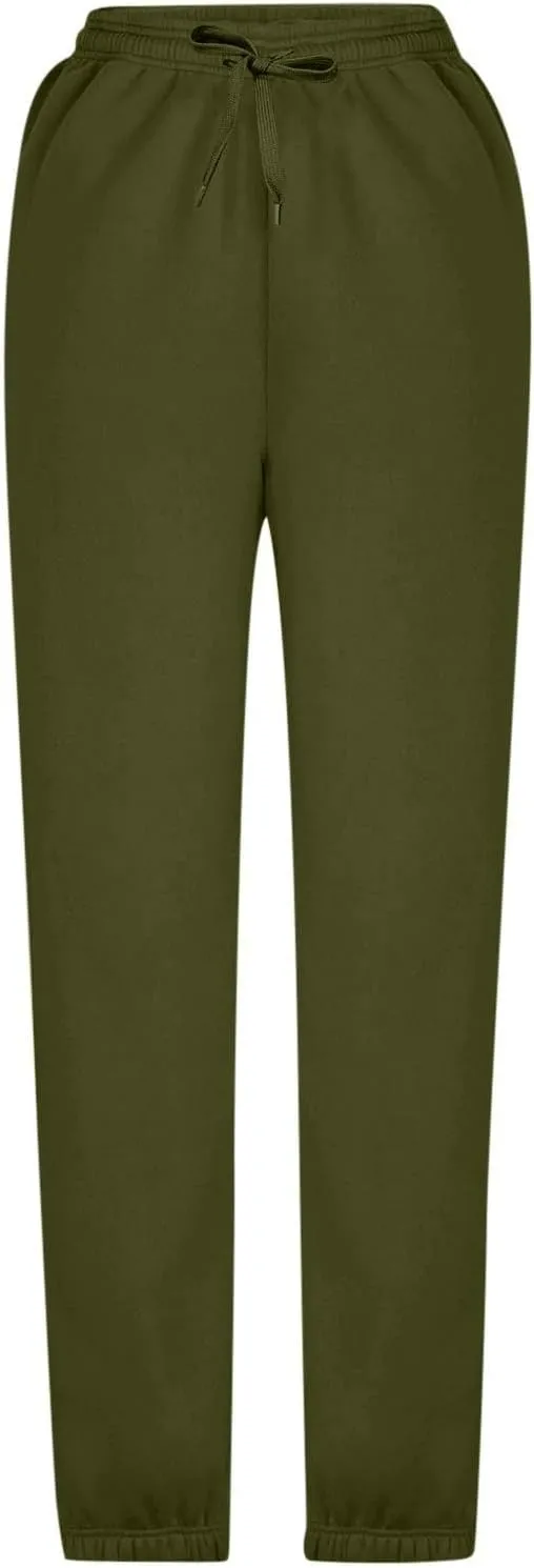 Women's Warm Sherpa Lined Athletic Sweatpants Jogger Fleece Pants Baggy Solid Sweatpants