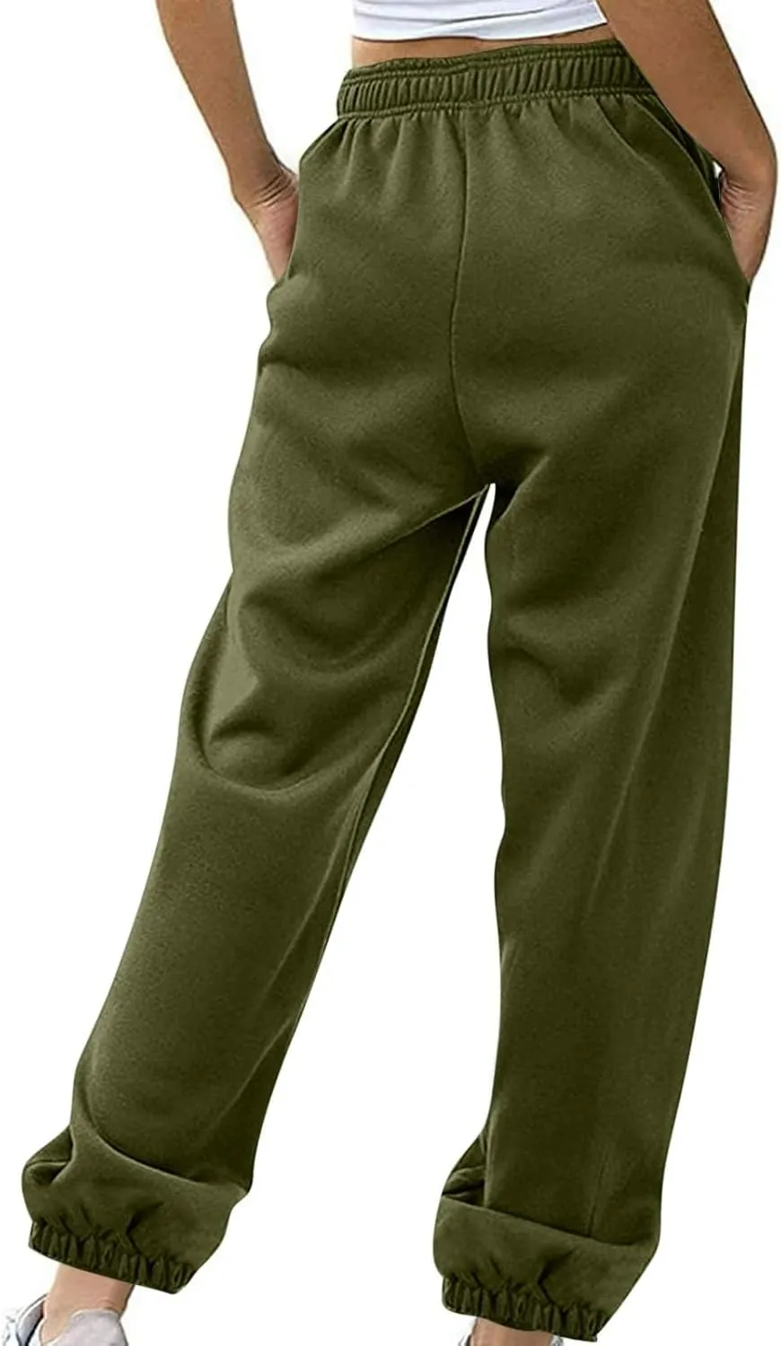 Women's Warm Sherpa Lined Athletic Sweatpants Jogger Fleece Pants Baggy Solid Sweatpants