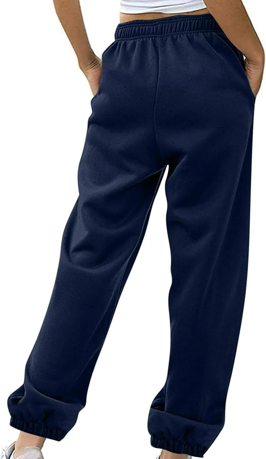 Women's Warm Sherpa Lined Athletic Sweatpants Jogger Fleece Pants Baggy Solid Sweatpants