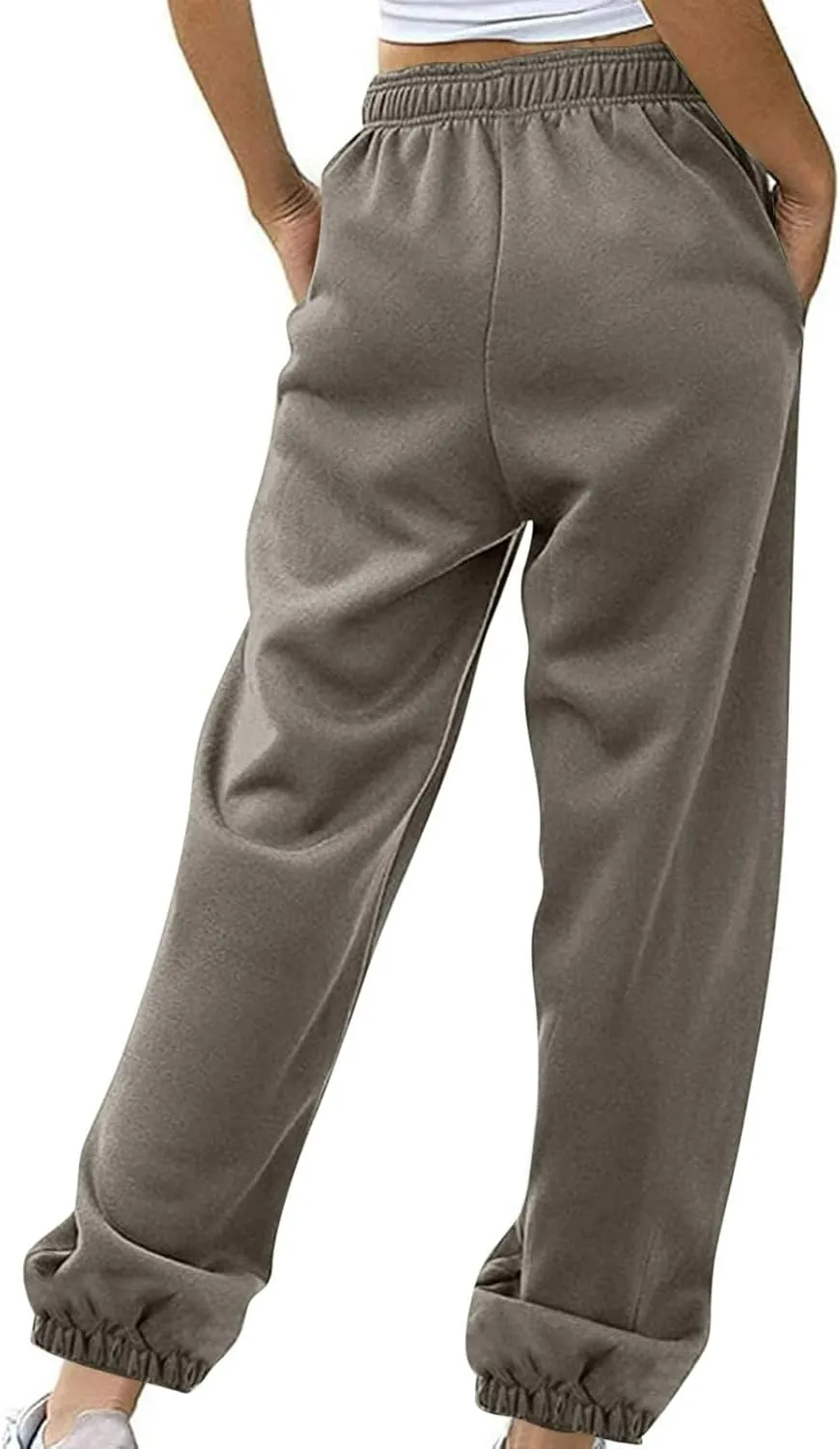 Women's Warm Sherpa Lined Athletic Sweatpants Jogger Fleece Pants Baggy Solid Sweatpants