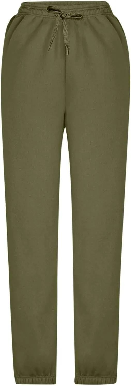 Women's Warm Sherpa Lined Athletic Sweatpants Jogger Fleece Pants Baggy Solid Sweatpants