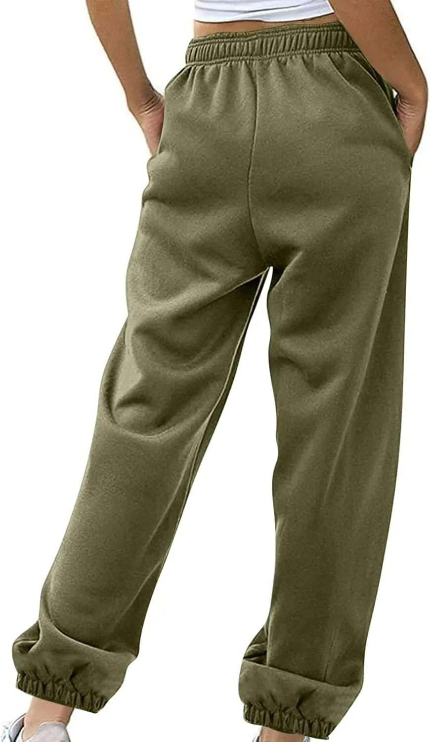 Women's Warm Sherpa Lined Athletic Sweatpants Jogger Fleece Pants Baggy Solid Sweatpants
