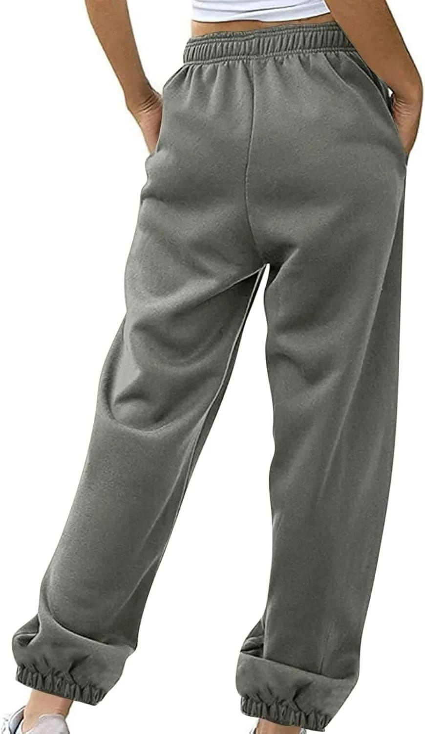 Women's Warm Sherpa Lined Athletic Sweatpants Jogger Fleece Pants Baggy Solid Sweatpants