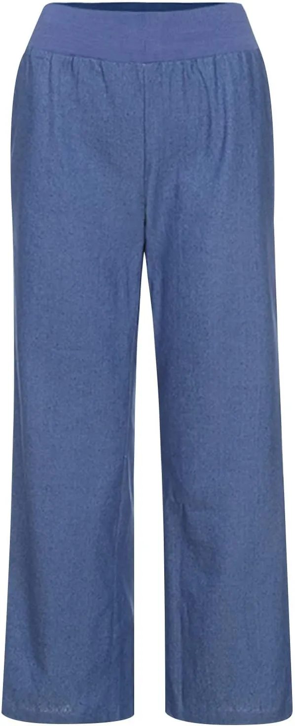 Womens Wide Leg Faux Denim Jeans Stretchy Pull On Baggy High Waisted Trendy Jeans Straight Casual Pants