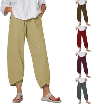 Womens Wide Leg Pants Casual Loose Elastic Waist Solid Color Comfy Palazzo Loungewear Baggy Sweatpants with Pockets