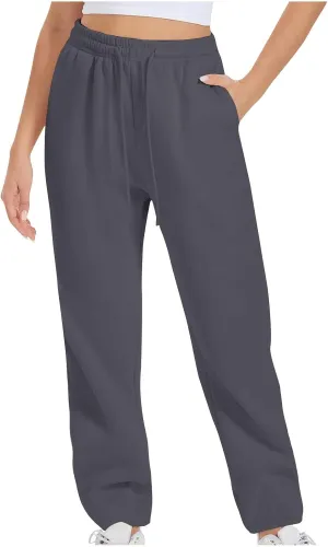 Xiaojmake Active Sweatpants for Women Casual High Waisted Straight Sport Joggers Cozy Loungewear Workout Baggy Lounge Trouser