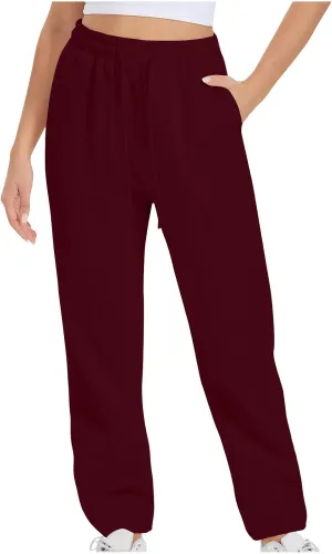 Xiaojmake Active Sweatpants for Women Casual High Waisted Straight Sport Joggers Cozy Loungewear Workout Baggy Lounge Trouser