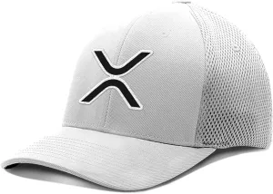 XRP Logo Hat Fitted Flexfit Hats Crypto Baseball Cap Ultrafibre Breathable Mesh Side for Casual Wear