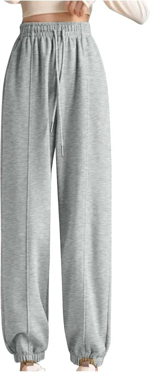 XUNRYAN Sweatpants Women Joggers with Pockets Fleece Lined Lounge Yoga Pants Wide Leg Trousers Winter Warm Loungewear