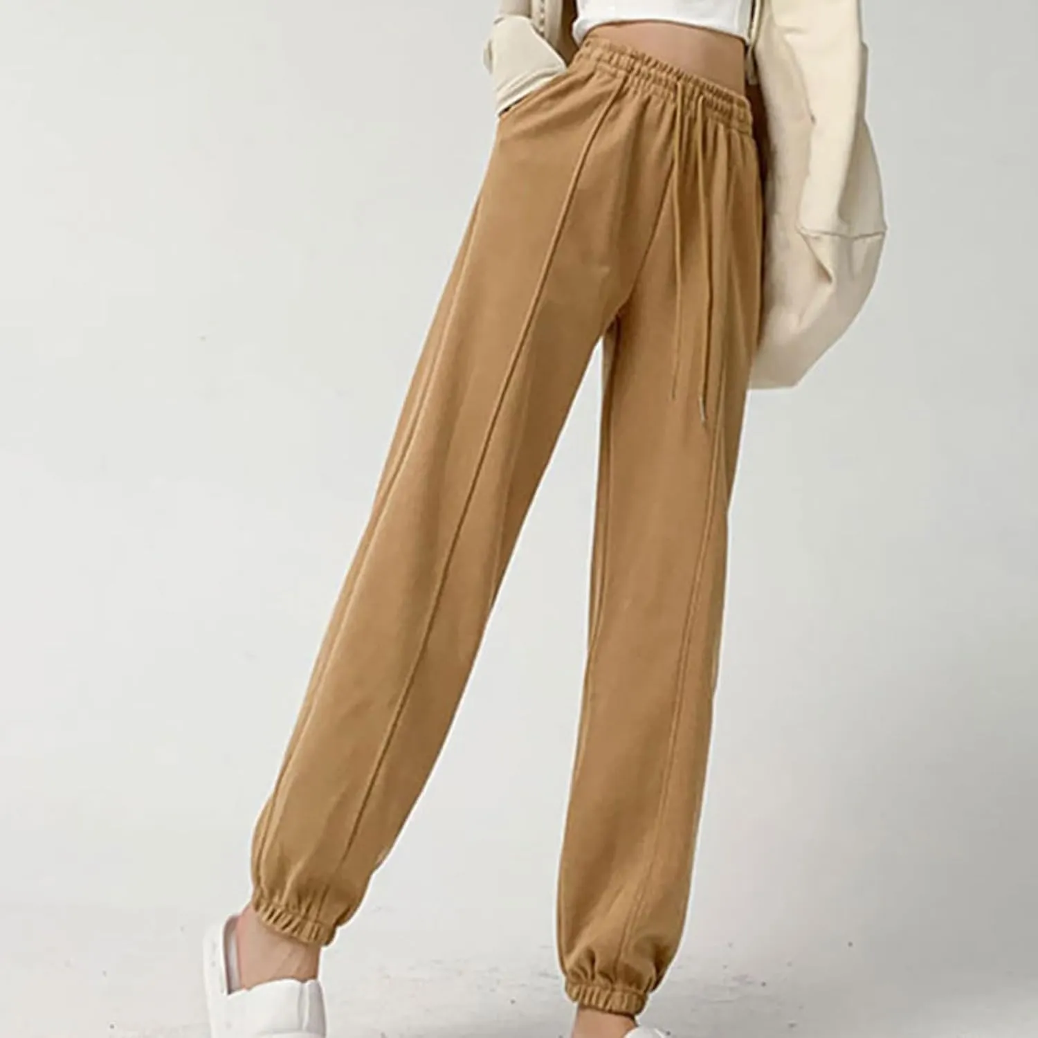 XUNRYAN Sweatpants Women Joggers with Pockets Fleece Lined Lounge Yoga Pants Wide Leg Trousers Winter Warm Loungewear