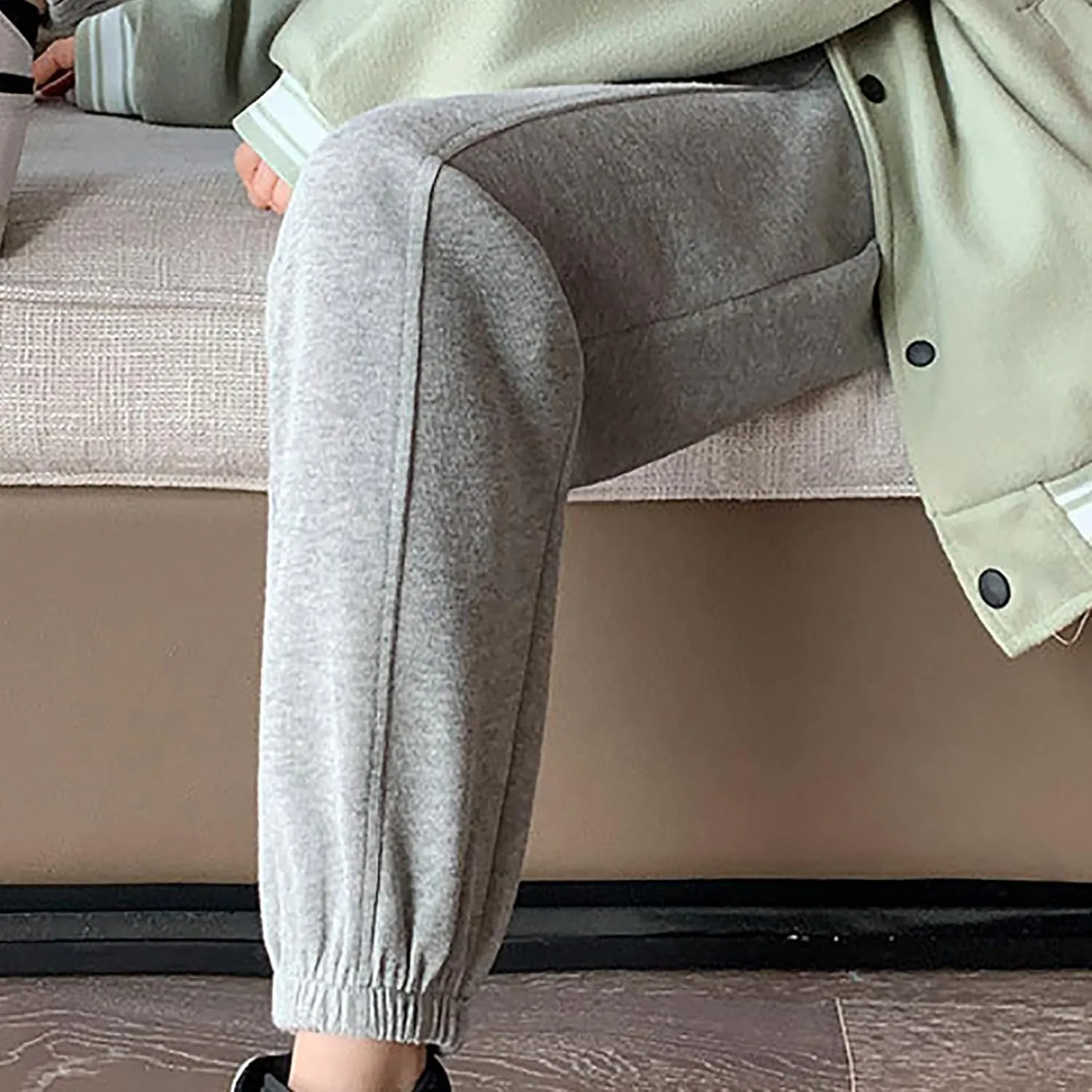 XUNRYAN Sweatpants Women Joggers with Pockets Fleece Lined Lounge Yoga Pants Wide Leg Trousers Winter Warm Loungewear