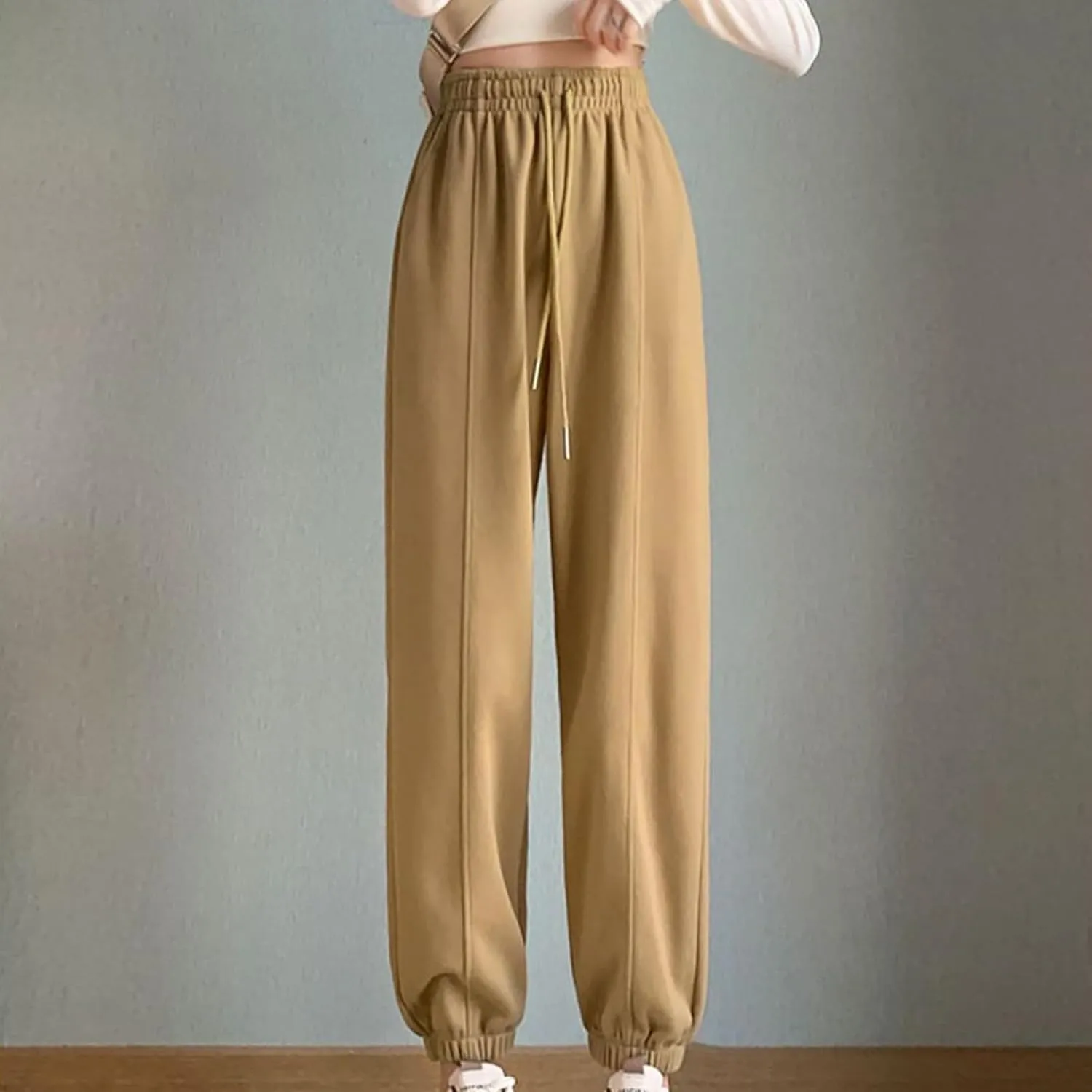 XUNRYAN Sweatpants Women Joggers with Pockets Fleece Lined Lounge Yoga Pants Wide Leg Trousers Winter Warm Loungewear