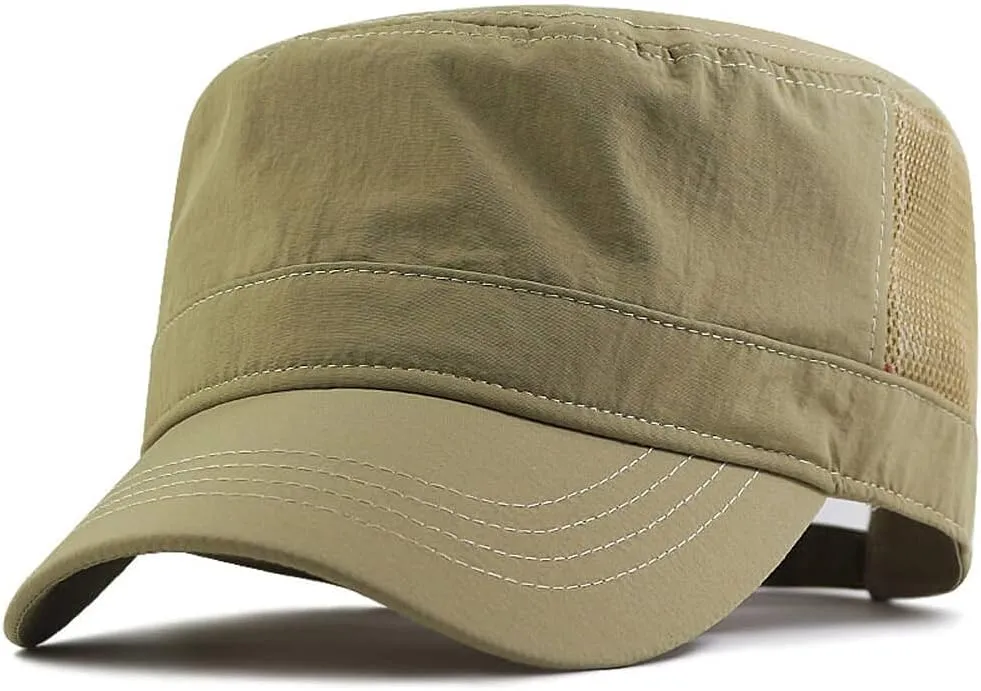 XXL 62-65 cm Flat Top Style Army Cap,Oversize Quick-Drying Breathable Mesh Hat