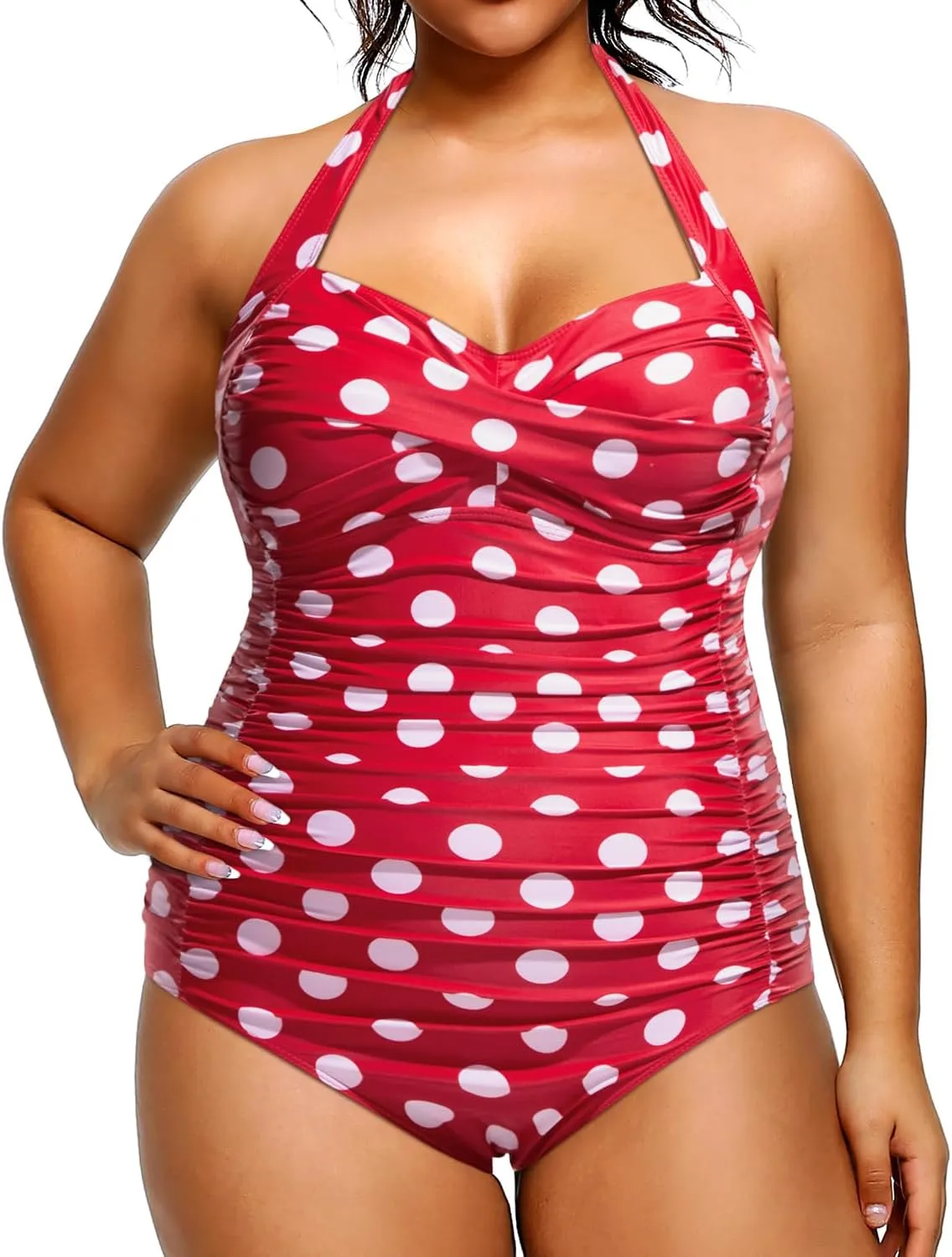 Yonique Plus Size Bathing Suit for Women One Piece Swimsuit Tummy Control Halter Tops for Women Swimwear