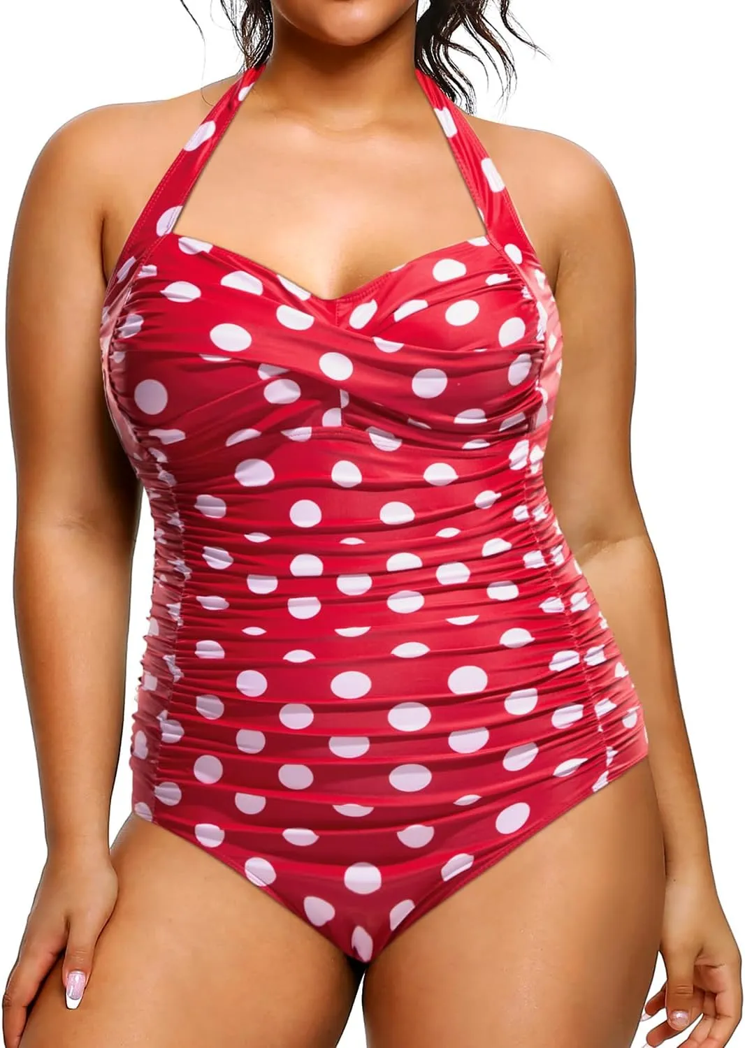 Yonique Plus Size Bathing Suit for Women One Piece Swimsuit Tummy Control Halter Tops for Women Swimwear