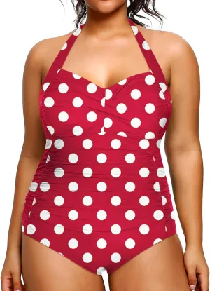 Yonique Plus Size Bathing Suit for Women One Piece Swimsuit Tummy Control Halter Tops for Women Swimwear