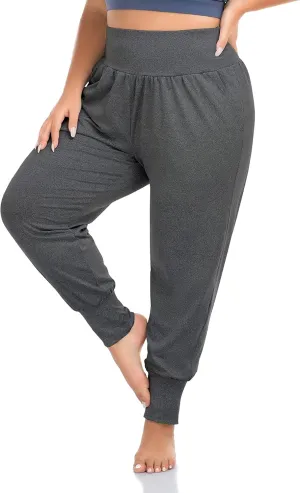 ZERDOCEAN Women's Plus Size Casual Yoga Joggers Comfy Loose Workout Lounge Pants with Pockets